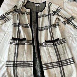 Elle Black and Cream Plaid Cardigan